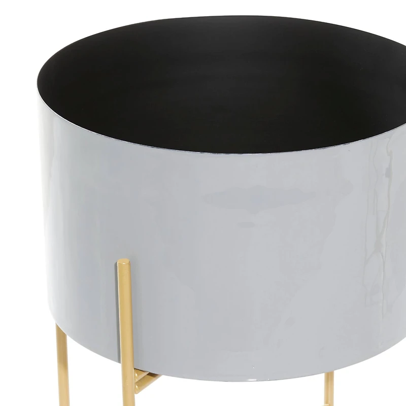 Metal Contemporary Planter with Gold Legs Set
