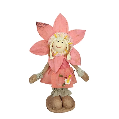 14.5" Peach Spring Sunflower Girl Decorative Figure