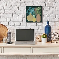 Stupell Industries Decorative Vases with Tropical Palms over Black Canvas Wall Art