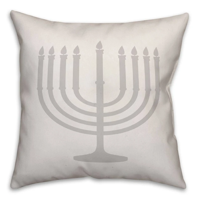 Gray Menorah 18x18 Spun Poly Pillow