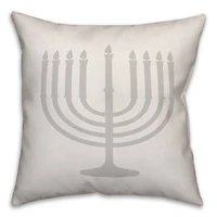 Gray Menorah 18x18 Spun Poly Pillow