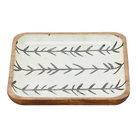 Hello Honey® Square Enameled Acacia Wood Printed Trays Set
