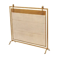 Copper Metal Suspended Grid Style Netting Single Panel Fireplace Screen