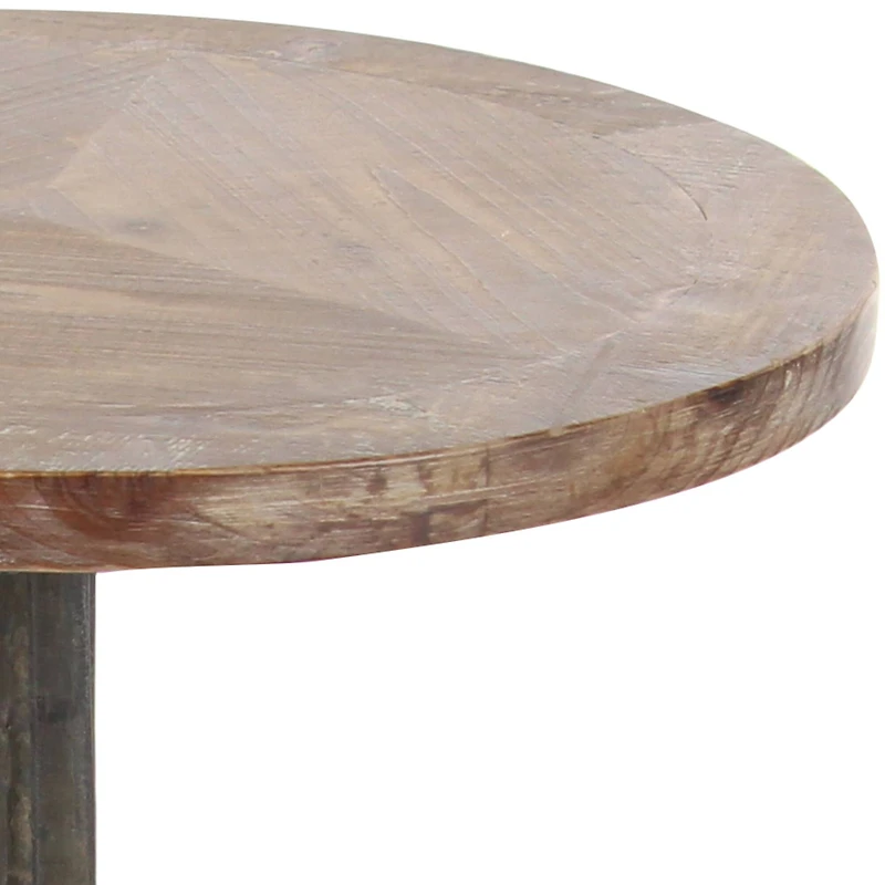 2ft. Black Iron and Wood Coastal Accent Table