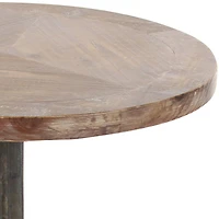 2ft. Black Iron and Wood Coastal Accent Table