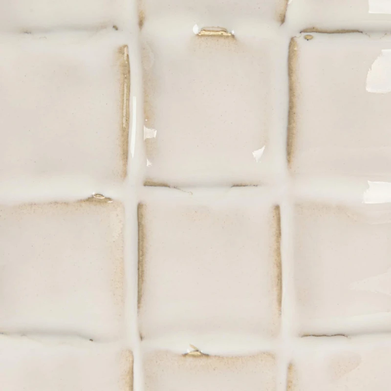 Hello Honey® 6.25" White Debossed Woven Grid Patterned Stoneware Planter