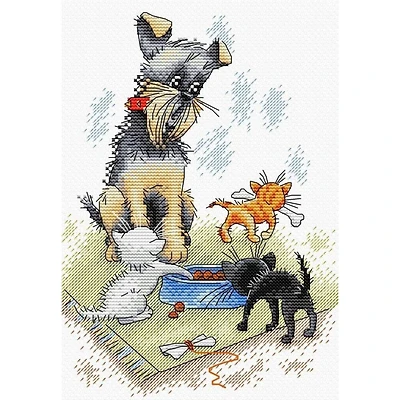 MP Studia Dog & Puppies Cross Stitch Kit