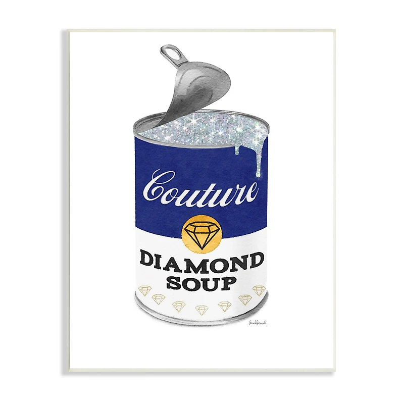 Stupell Industries Couture Blue Condensed Diamond Soup Can Sparkle Pattern Wall Plaque