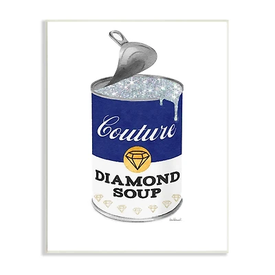 Stupell Industries Couture Blue Condensed Diamond Soup Can Sparkle Pattern Wall Plaque