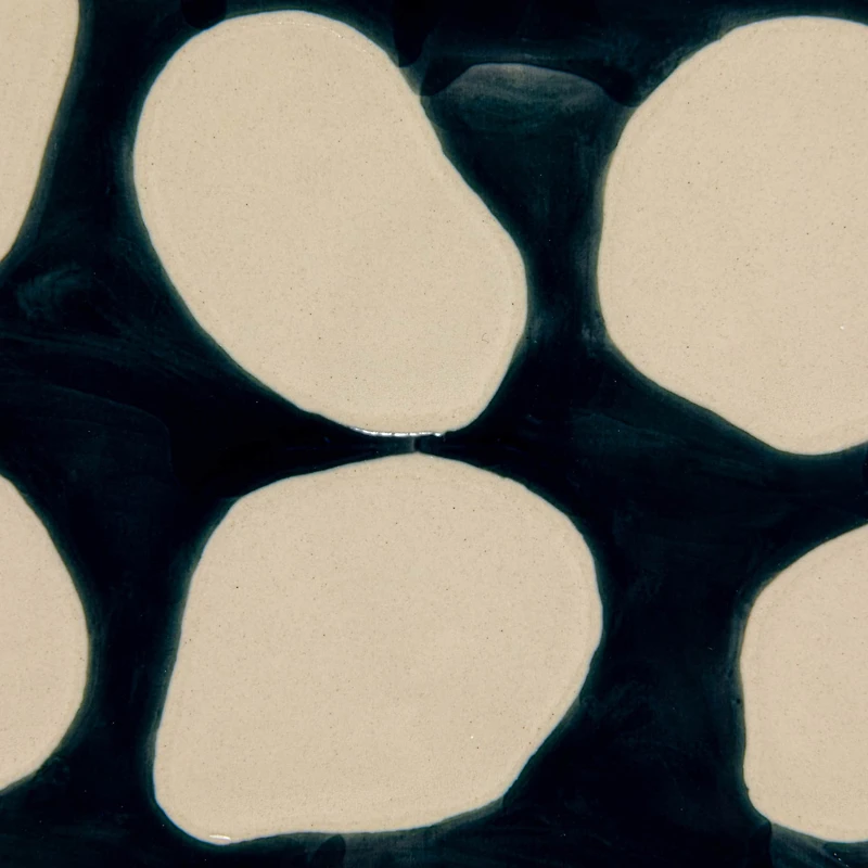 Hello Honey® 18" Blue & White Wax Relief Dots Stoneware Platter