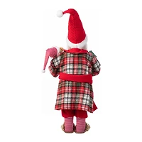 Glitzhome® 18"H Faux Fur Christmas Bathrobe Santa Figurine with Porcelain Face