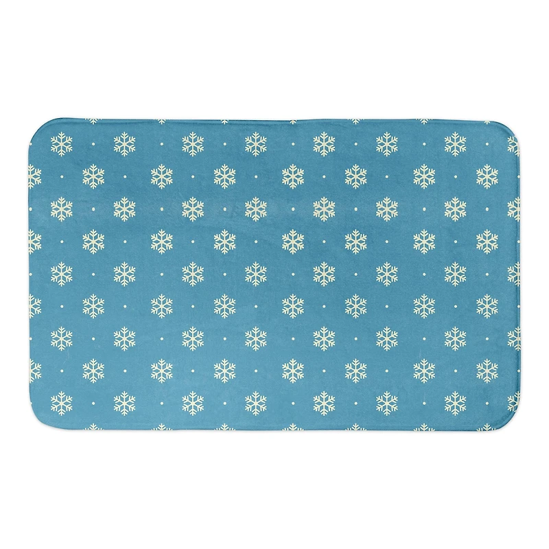 Designs Direct Simple Snowflake Dot On Blue Bath Mat, 34" x 21"