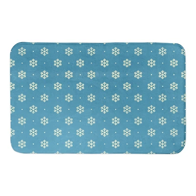 Designs Direct Simple Snowflake Dot On Blue Bath Mat, 34" x 21"