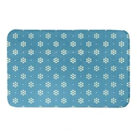 Designs Direct Simple Snowflake Dot On Blue Bath Mat, 34" x 21"