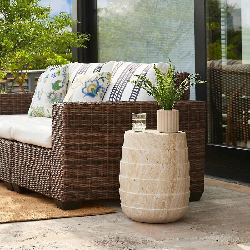 Glitzhome® 18.5" Multi-Functional Faux Travertine Garden Stool