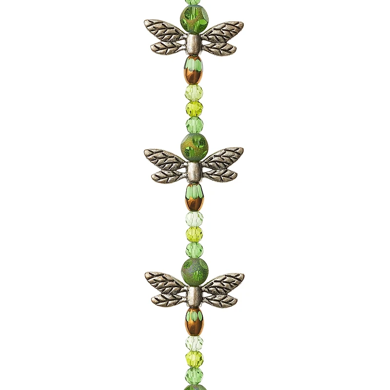 12 Packs: 42 ct. (504 total) Silver & Green Dragonfly Mix Beads by Bead Landing™