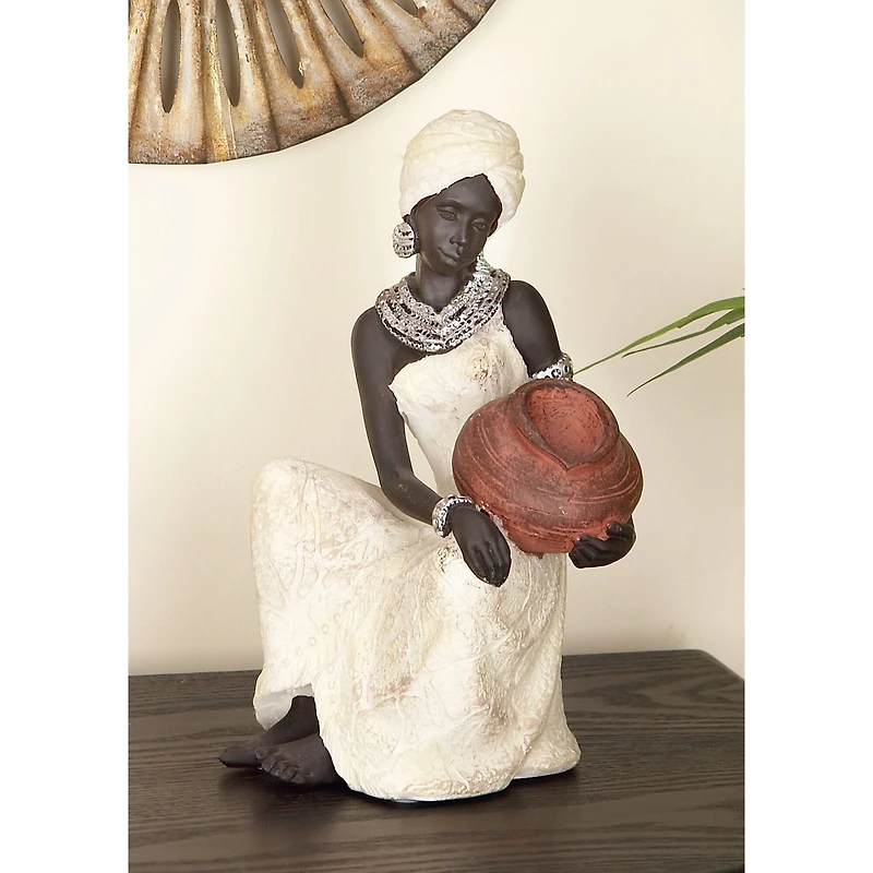 10" Woman with Pot Sculpture