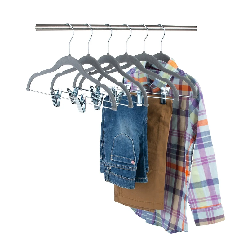 Simplify Children's Gray Velvet Hangers, 6ct.