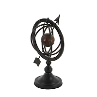 17" Brown Metal Industrial Armillary Sphere Sculpture