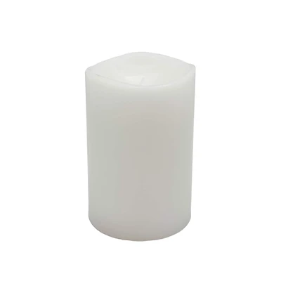 White Glowing Flame LED Wax Pillar Candle by Ashland