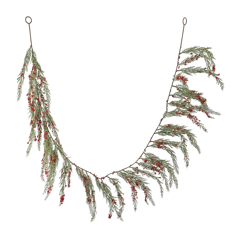 6ft. Cedar & Red Berry Glitter Garland by Ashland®