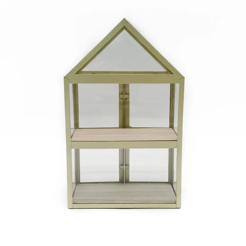 10" Gold Metal & Glass Terrarium House by Ashland®