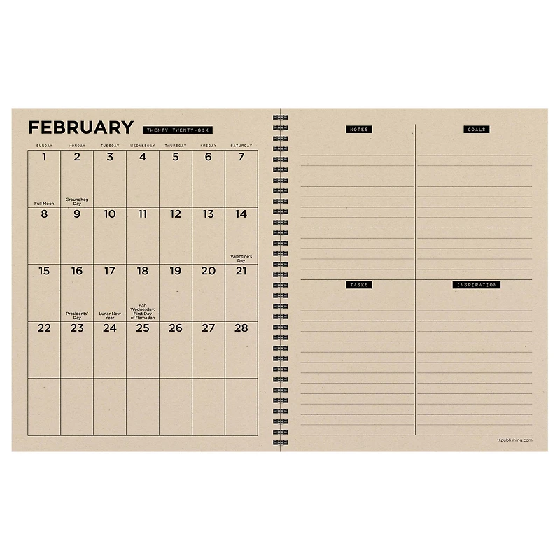 2026 Burnt Black Large Weekly Monthly Planner