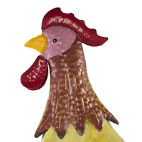 27.75" Red, Yellow & Black Textured Metal Rooster Garden Sculpture