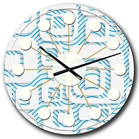 Designart '3D White And Blue Pattern I Mid-Century Modern Wall Clock