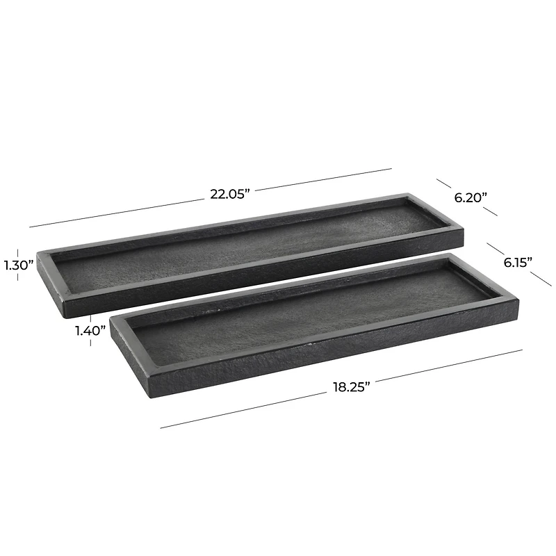 Black Textured Marble Tray Set