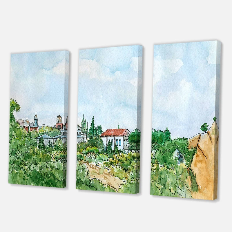 Designart - White House With Red Roof In The Countryside