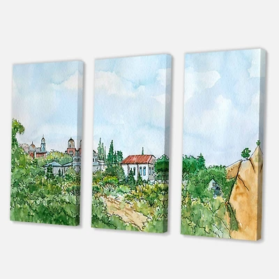 Designart - White House With Red Roof In The Countryside