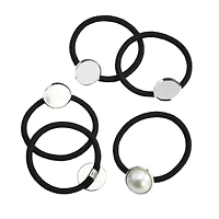 Black Hair Ties with 17.7mm Circle Blanks, 6ct. by Bead Landing™