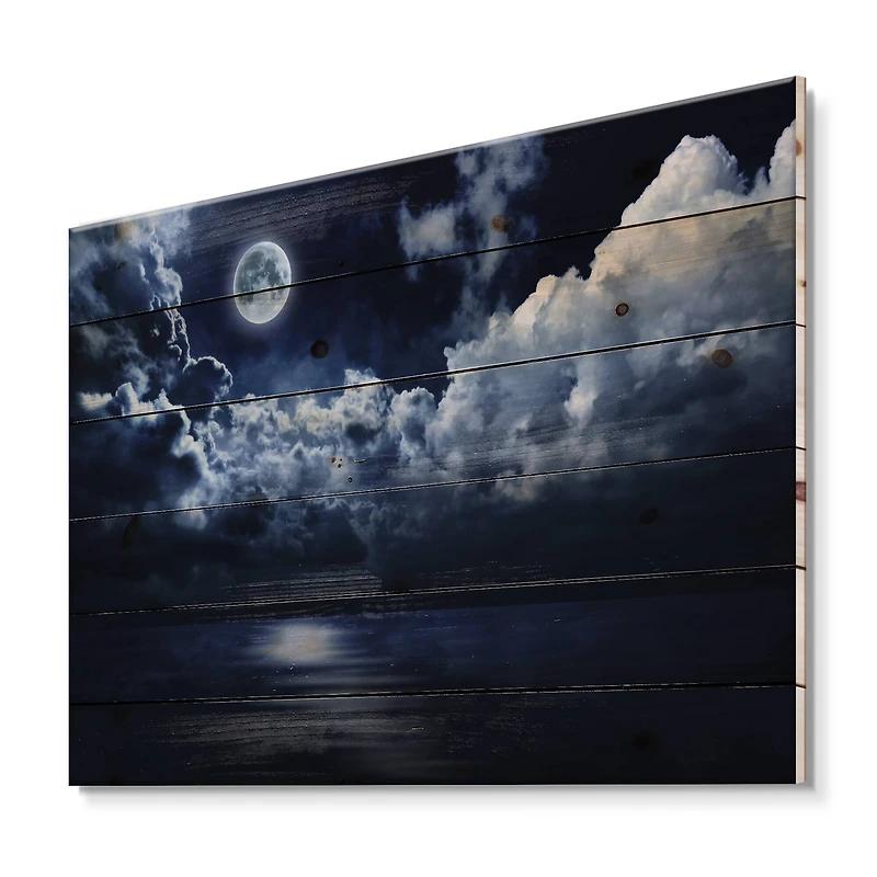 Designart - Full Moon in Cloudy Night Sky