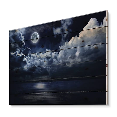 Designart - Full Moon in Cloudy Night Sky