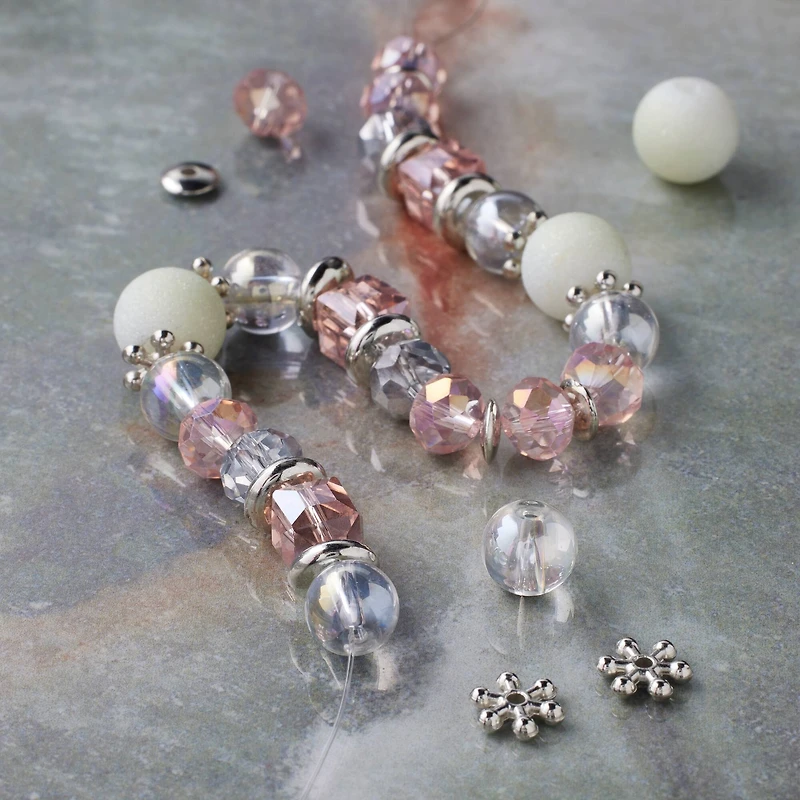 Pink & White Glass Round Beads Mix by Bead Landing™
