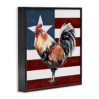Stupell Industries Americana Rooster Single Star United States Flag Framed Giclee Art