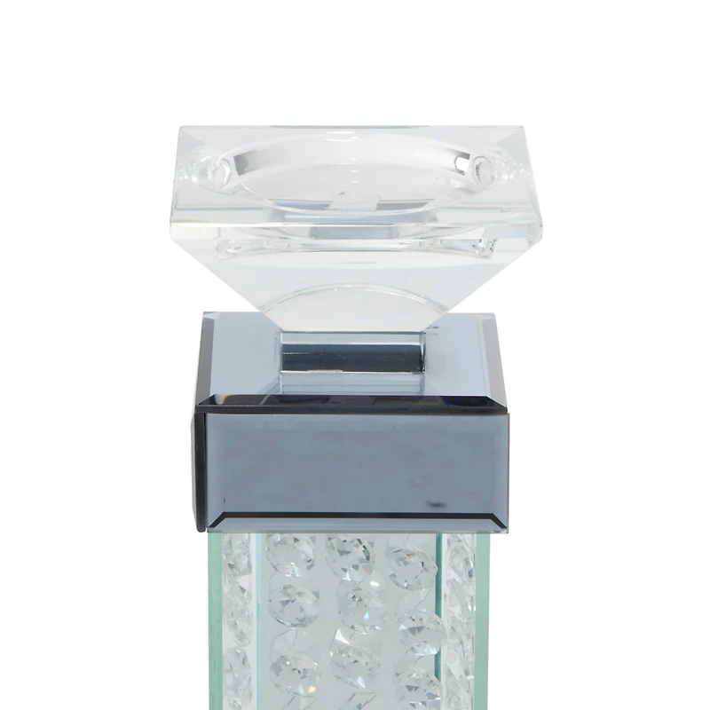 11" Clear Mirror Glam Candlestick Holder