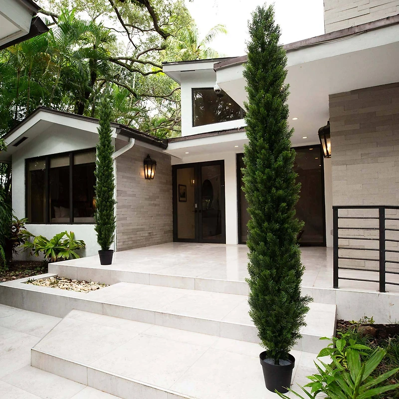 10ft. Potted Green UV Resistant Artificial Cedar Pine Tree