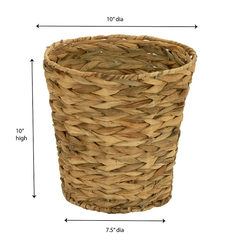 Household Essentials 10" Woven Natural Hyacinth Waste Basket
