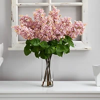24" Artificial Lilac Arrangement with Cylinder Glass Vase