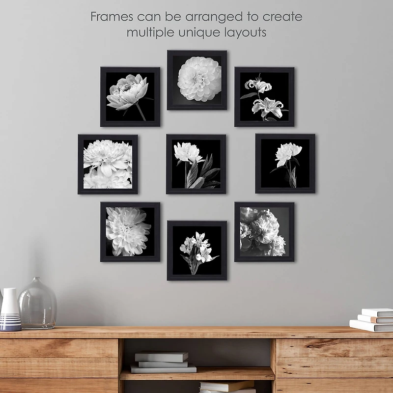 Melannco 9 Pack Black 8" x 8" Wall Frames