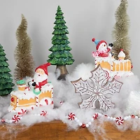 6.75" Santa & Snowman on Gingerbread Trains Christmas Figure Set