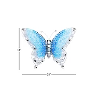 Silver & Blue Butterfly Eclectic Metal Wall Decor