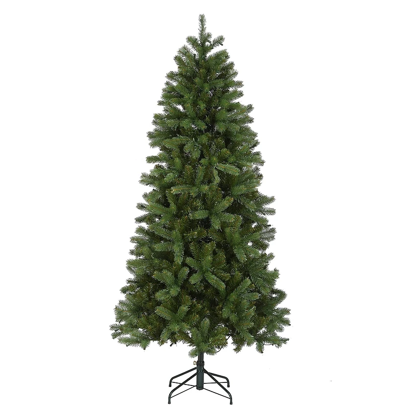 6.5 Ft. Pre-Lit Feel Real® Downswept Douglas Fir Slim Artificial Christmas Tree, Clear Lights