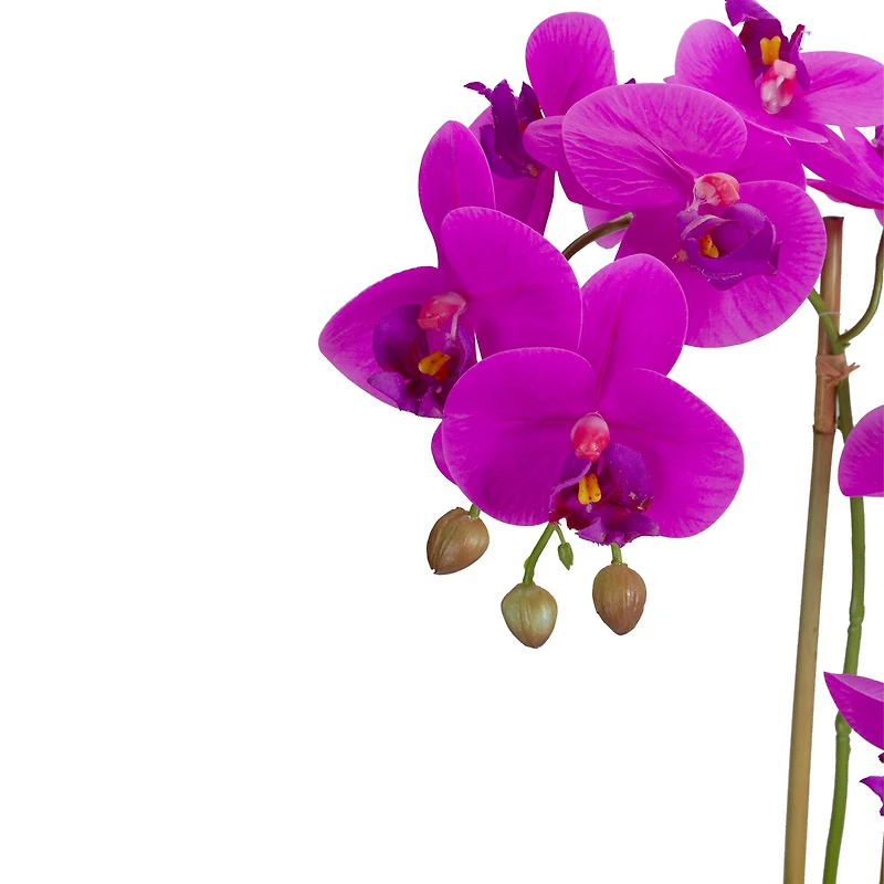 14" Purple Orchid Plant in Gray Stone Pot