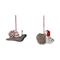 Hello Honey® Handmade Wool Felt Hedgehog & Snail Ornament Set with Embroidery
