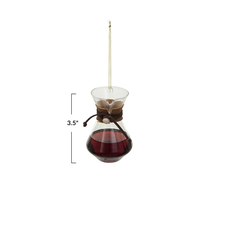 Hello Honey® 3.5" Brown & Black Glass Pour Over Coffee Ornament