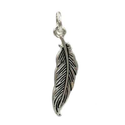 Charmalong™ Antique Silver Plated Feather Charm by Bead Landing™