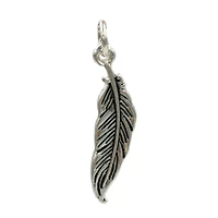 Charmalong™ Antique Silver Plated Feather Charm by Bead Landing™